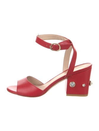 Stuart Weitzman Leather Crystal Embellishments Sandals