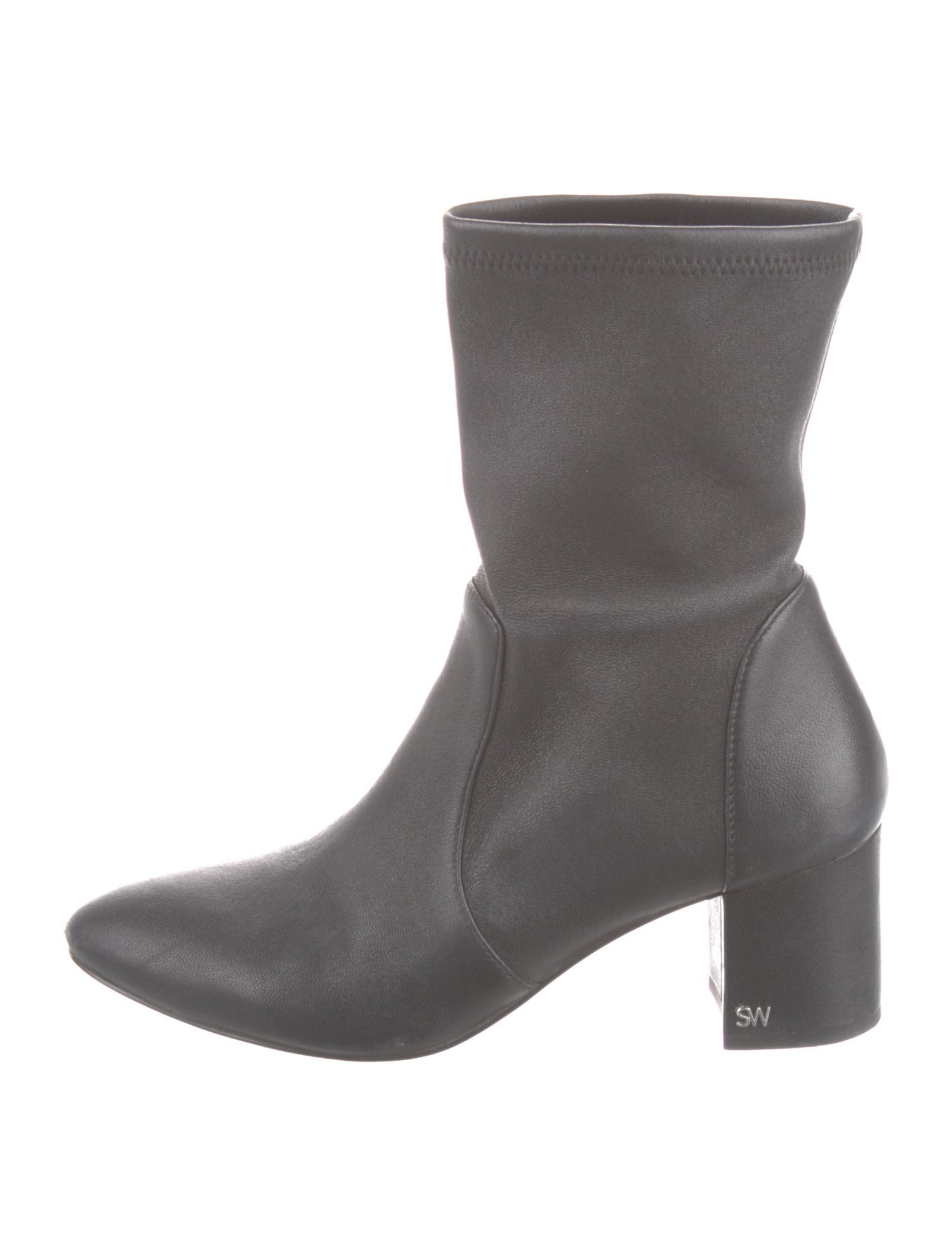 Stuart Weitzman Leather Embroidered Accent Sock Boots