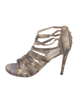 Stuart Weitzman Leather Animal Print Gladiator Sandals