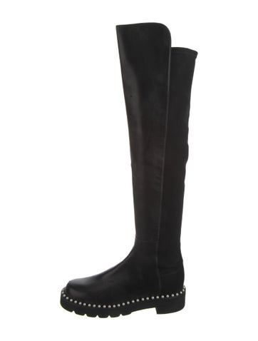 Stuart Weitzman Boots Leather Beaded Accents 4.5