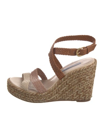 Stuart Weitzman Leather Colorblock Pattern Espadrilles