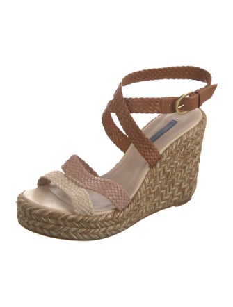 Stuart Weitzman Leather Colorblock Pattern Espadrilles