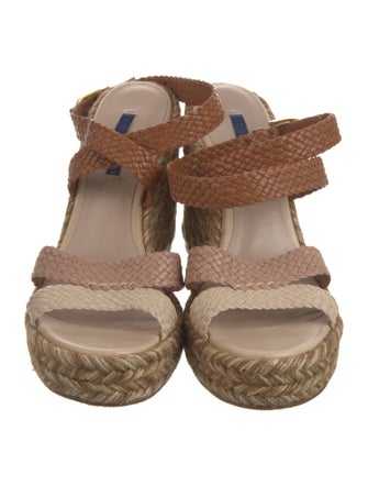Stuart Weitzman Leather Colorblock Pattern Espadrilles
