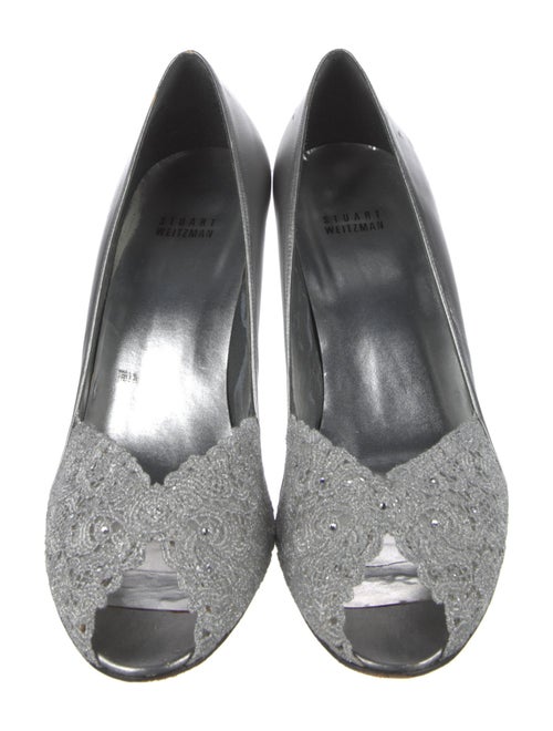 Stuart Weitzman Leather Crystal Embellishments D'Orsay Pumps