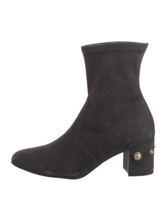 Stuart Weitzman Suede Studded Accents Sock Boots