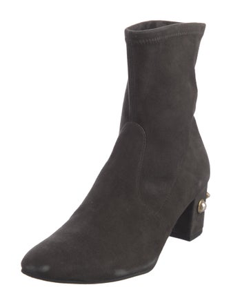Stuart Weitzman Suede Studded Accents Sock Boots