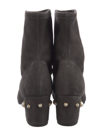 Stuart Weitzman Suede Studded Accents Sock Boots