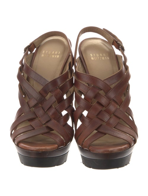 Stuart Weitzman Leather Cutout Accent Slingback Sandals