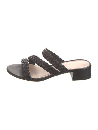 Stuart Weitzman Leather Braided Accents Slides