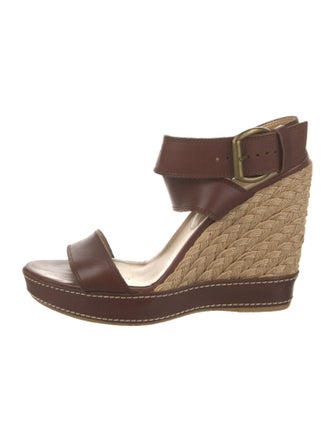 Stuart Weitzman Leather Colorblock Pattern Espadrilles