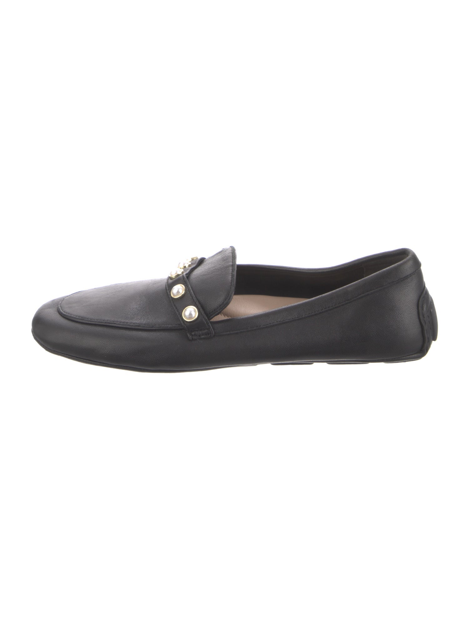 Stuart Weitzman Leather Studded Accents Loafers