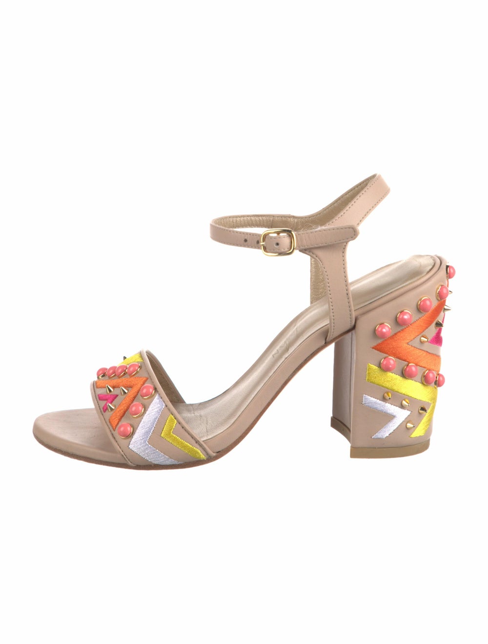 Stuart Weitzman Leather Patterned Slingback Sanda… - image 1