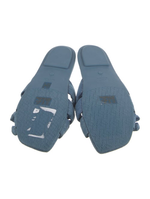 Stuart Weitzman Denim Bow Accents Slides