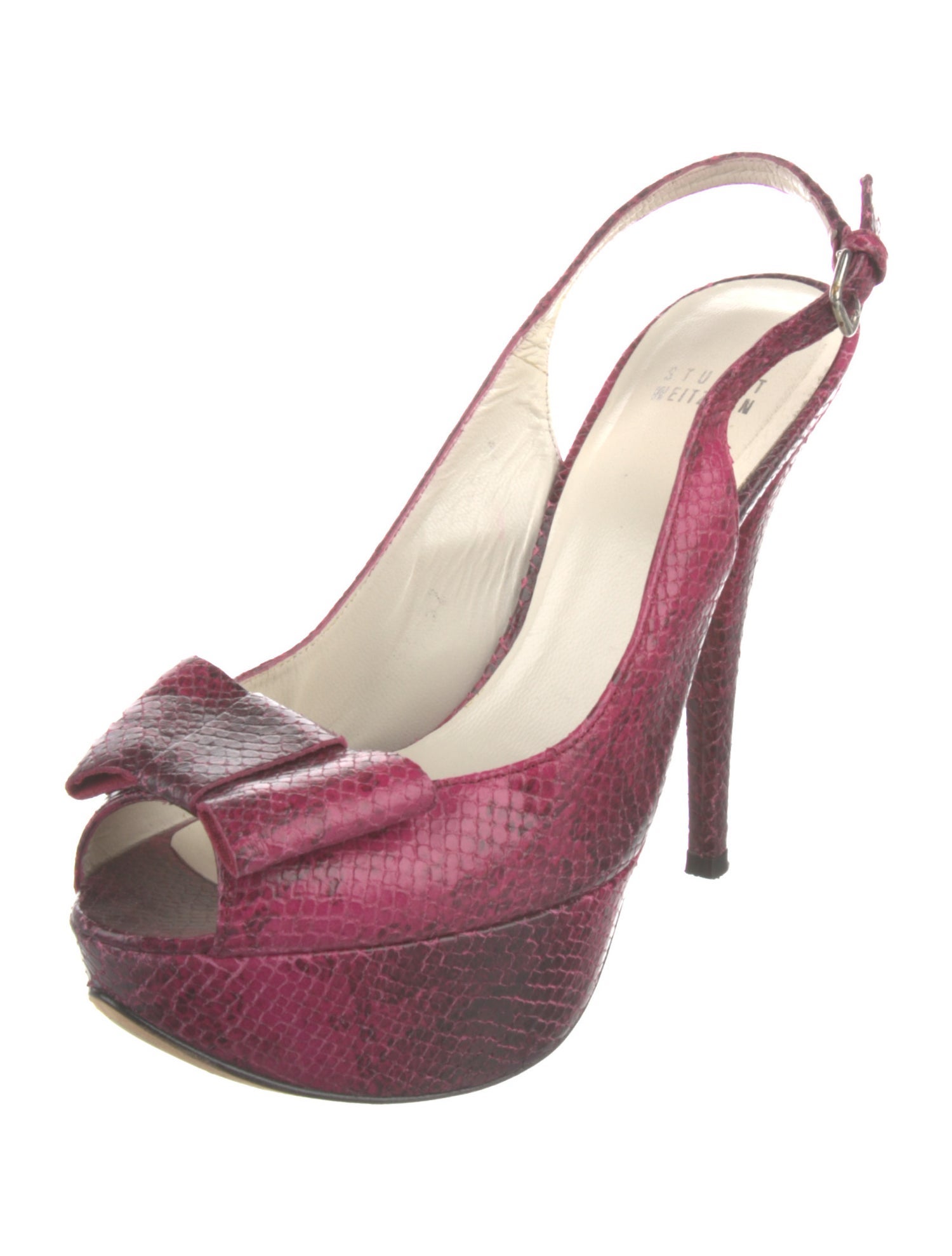 Stuart Weitzman Leather Animal Print Slingback Pumps