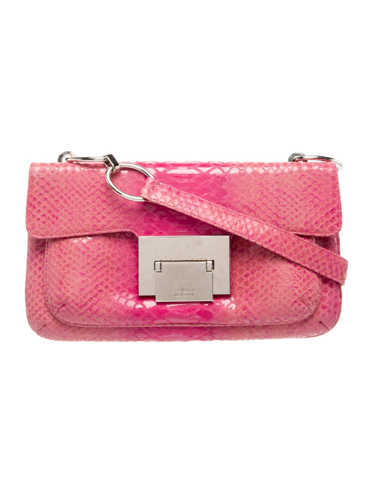 Stuart Weitzman Embossed Leather Shoulder Bag
