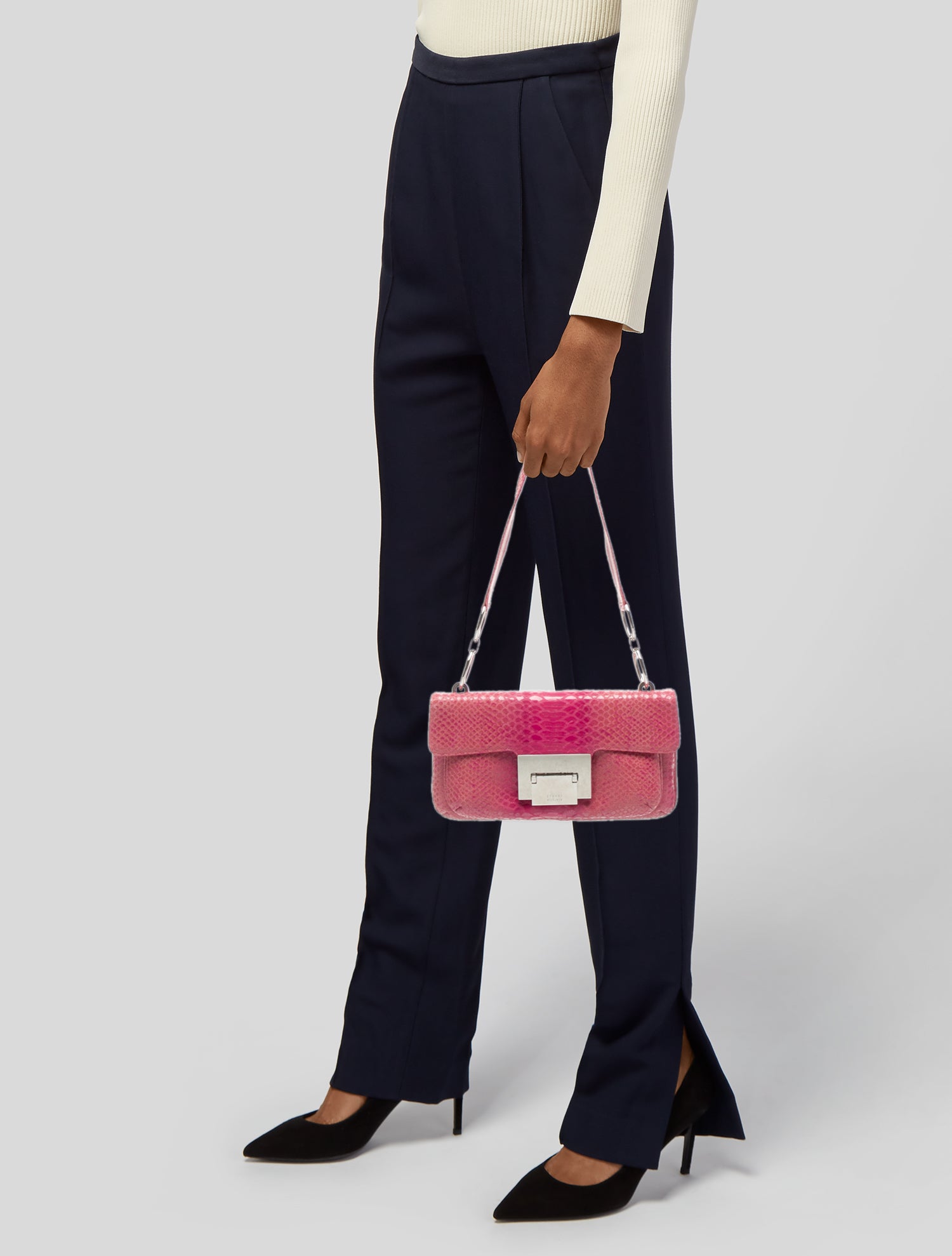 Stuart Weitzman Embossed Leather Shoulder Bag