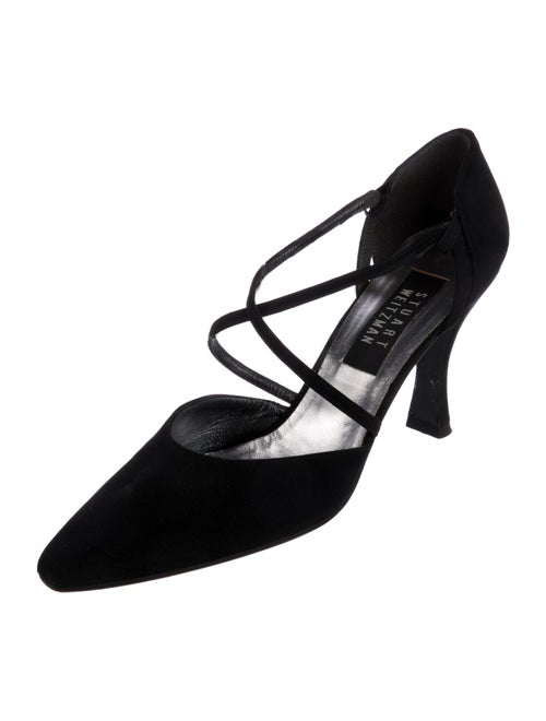 Stuart Weitzman Canvas Crystal Embellishments T-Strap Pumps