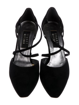 Stuart Weitzman Canvas Crystal Embellishments T-Strap Pumps