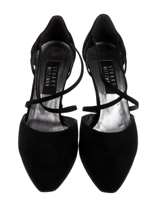 Stuart Weitzman Canvas Crystal Embellishments T-Strap Pumps