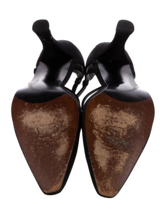 Stuart Weitzman Canvas Crystal Embellishments T-Strap Pumps