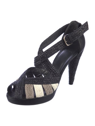 Stuart Weitzman Leather Printed T-Strap Pumps