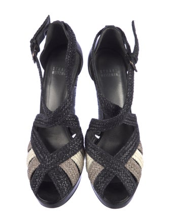Stuart Weitzman Leather Printed T-Strap Pumps
