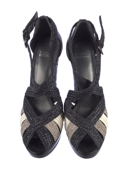 Stuart Weitzman Leather Printed T-Strap Pumps