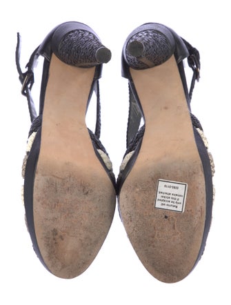 Stuart Weitzman Leather Printed T-Strap Pumps