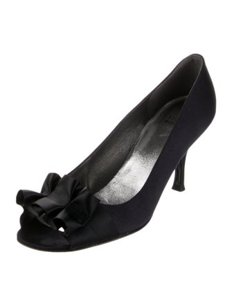 Stuart Weitzman Satin Ruffle Embellishment Pumps