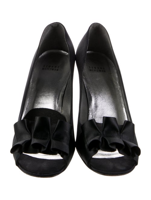 Stuart Weitzman Satin Ruffle Embellishment Pumps
