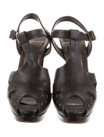 Stuart Weitzman Leather Animal Print T-Strap Pumps