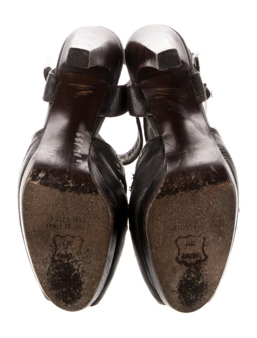 Stuart Weitzman Leather Animal Print T-Strap Pumps