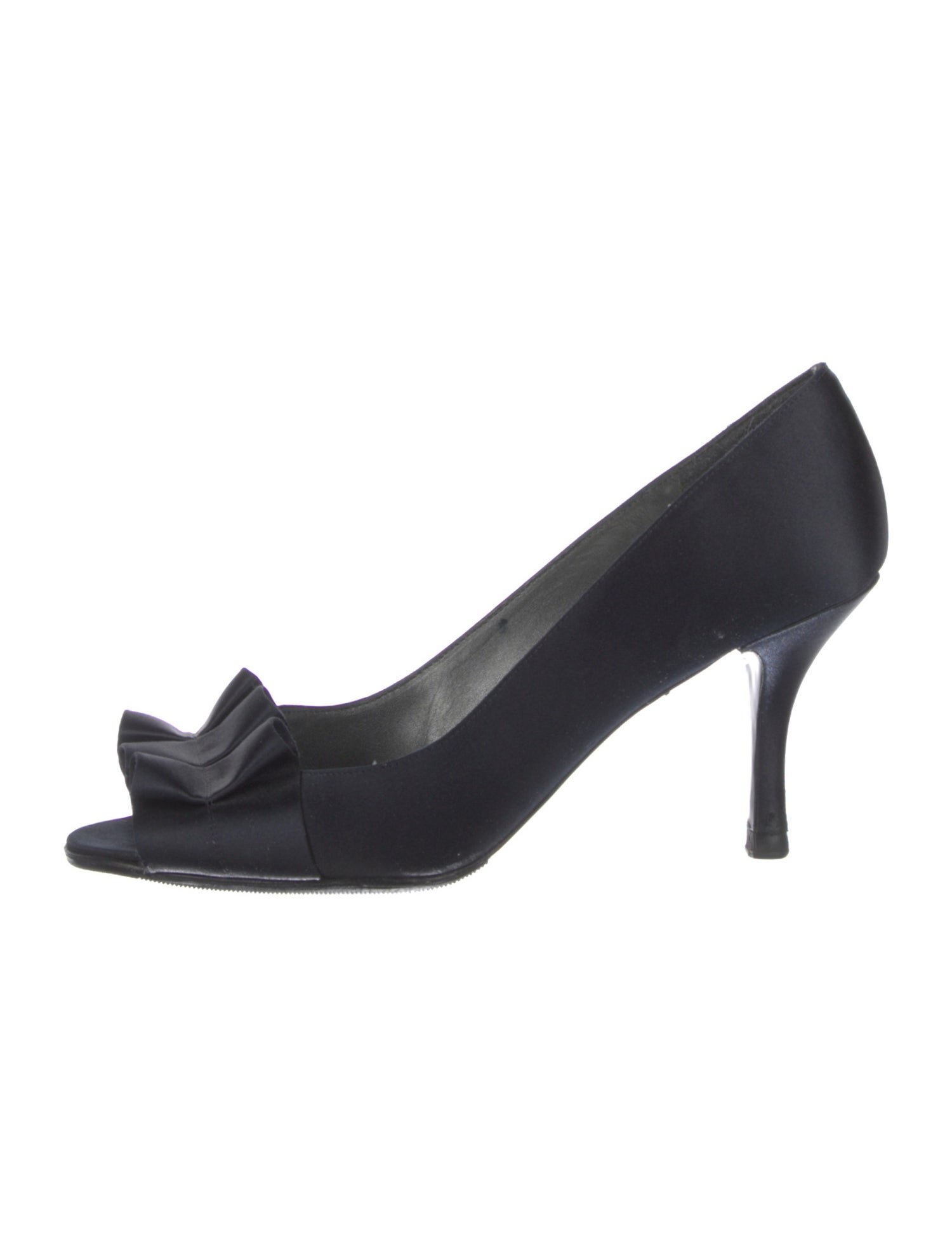 Stuart Weitzman Satin Ruffle Embellishment Pumps