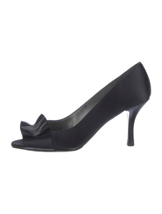 Stuart Weitzman Satin Ruffle Embellishment Pumps