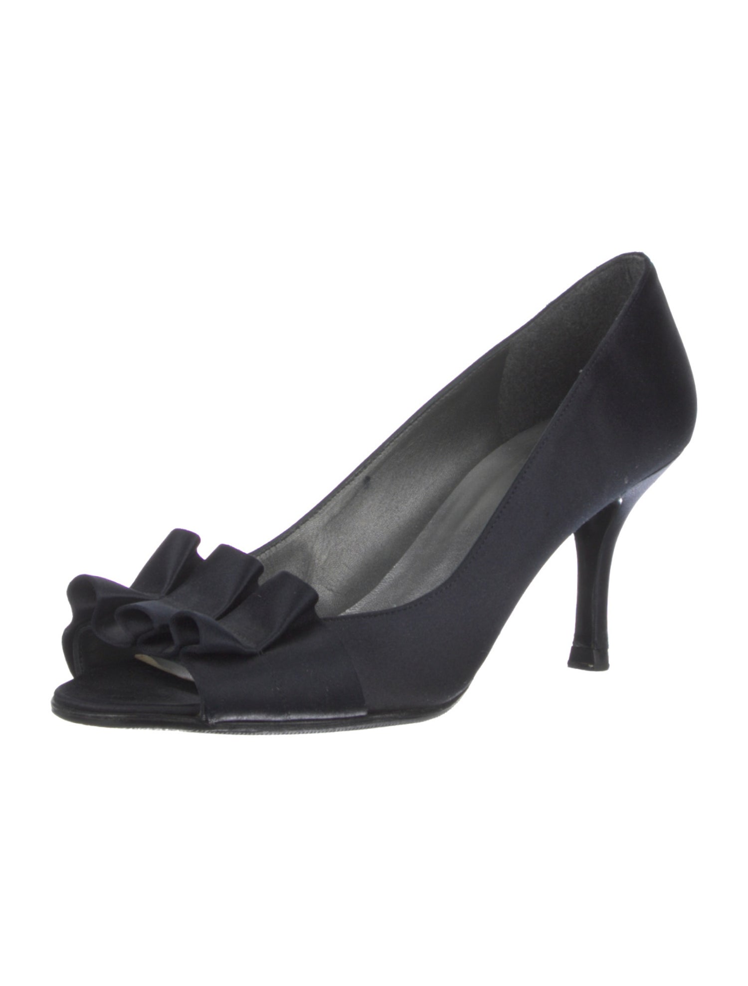 Stuart Weitzman Satin Ruffle Embellishment Pumps