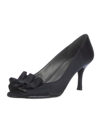 Stuart Weitzman Satin Ruffle Embellishment Pumps