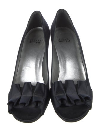 Stuart Weitzman Satin Ruffle Embellishment Pumps