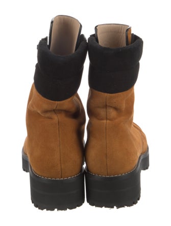 Stuart Weitzman Suede Colorblock Pattern Combat Boots