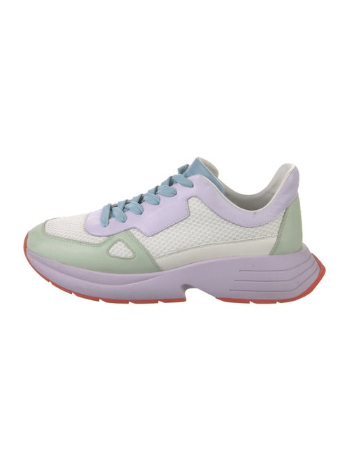 Stuart Weitzman Leather Colorblock Pattern Sneakers