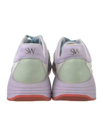 Stuart Weitzman Leather Colorblock Pattern Sneakers