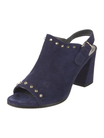 Stuart Weitzman Suede Studded Accents Slingback Sandals