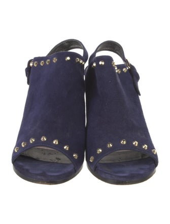 Stuart Weitzman Suede Studded Accents Slingback Sandals