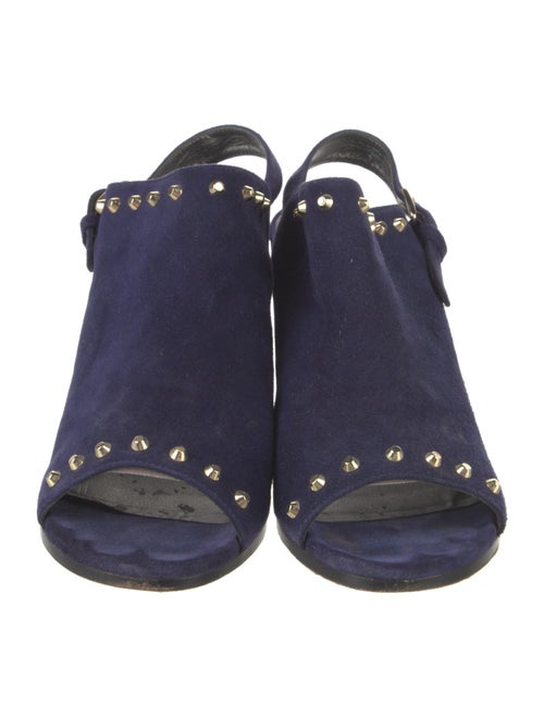 Stuart Weitzman Suede Studded Accents Slingback Sandals