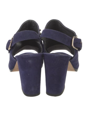 Stuart Weitzman Suede Studded Accents Slingback Sandals