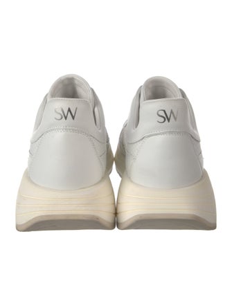 Stuart Weitzman Leather Mesh Accents Sneakers