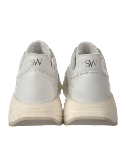 Stuart Weitzman Leather Mesh Accents Sneakers