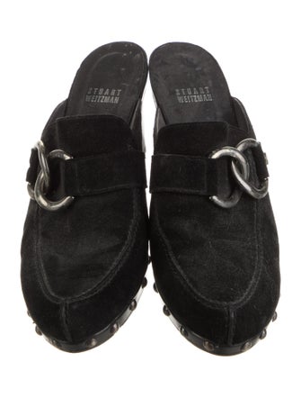 Stuart Weitzman Suede Studded Accents Mules