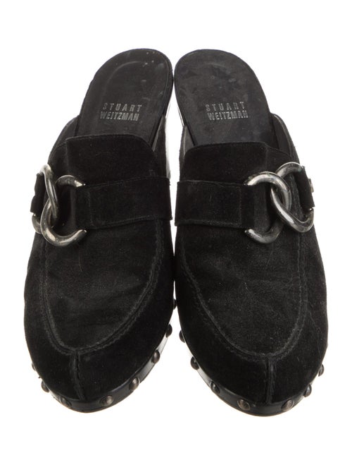 Stuart Weitzman Suede Studded Accents Mules