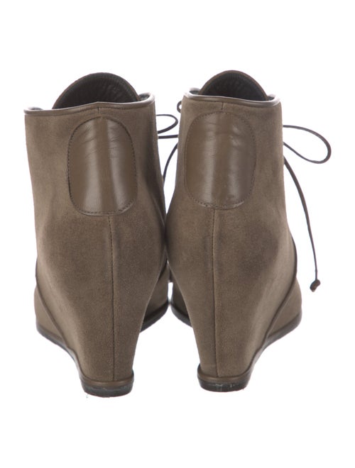 Stuart Weitzman Suede Leather Trim Embellishment Lace-Up Boots