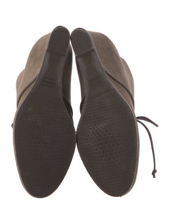 Stuart Weitzman Suede Leather Trim Embellishment Lace-Up Boots